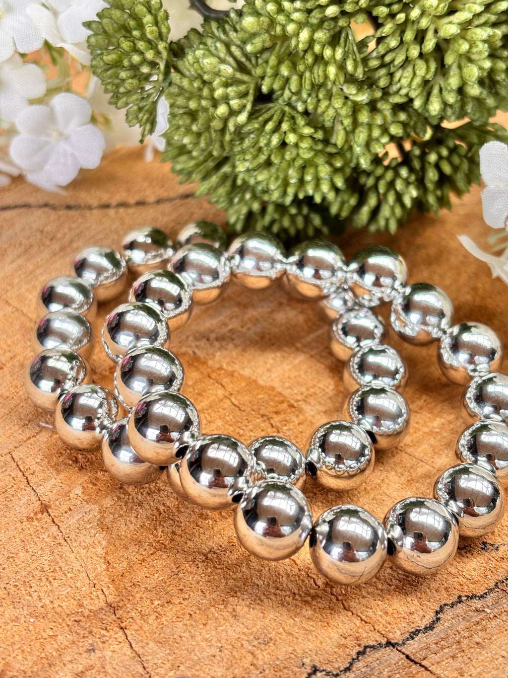 Acryl armband 10mm zilverkleur