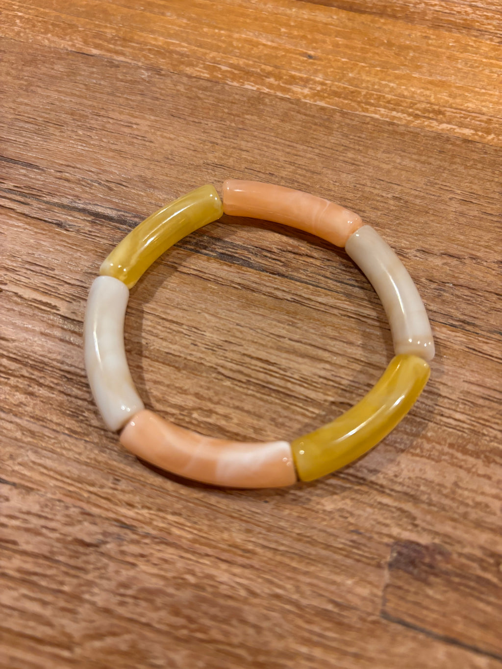 Tube stretch armband geel crème