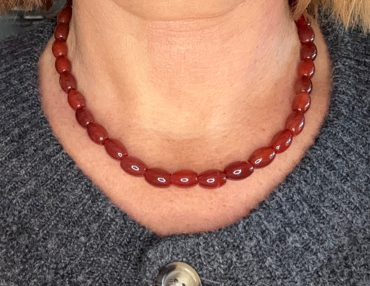 Korte ketting bruin/rood