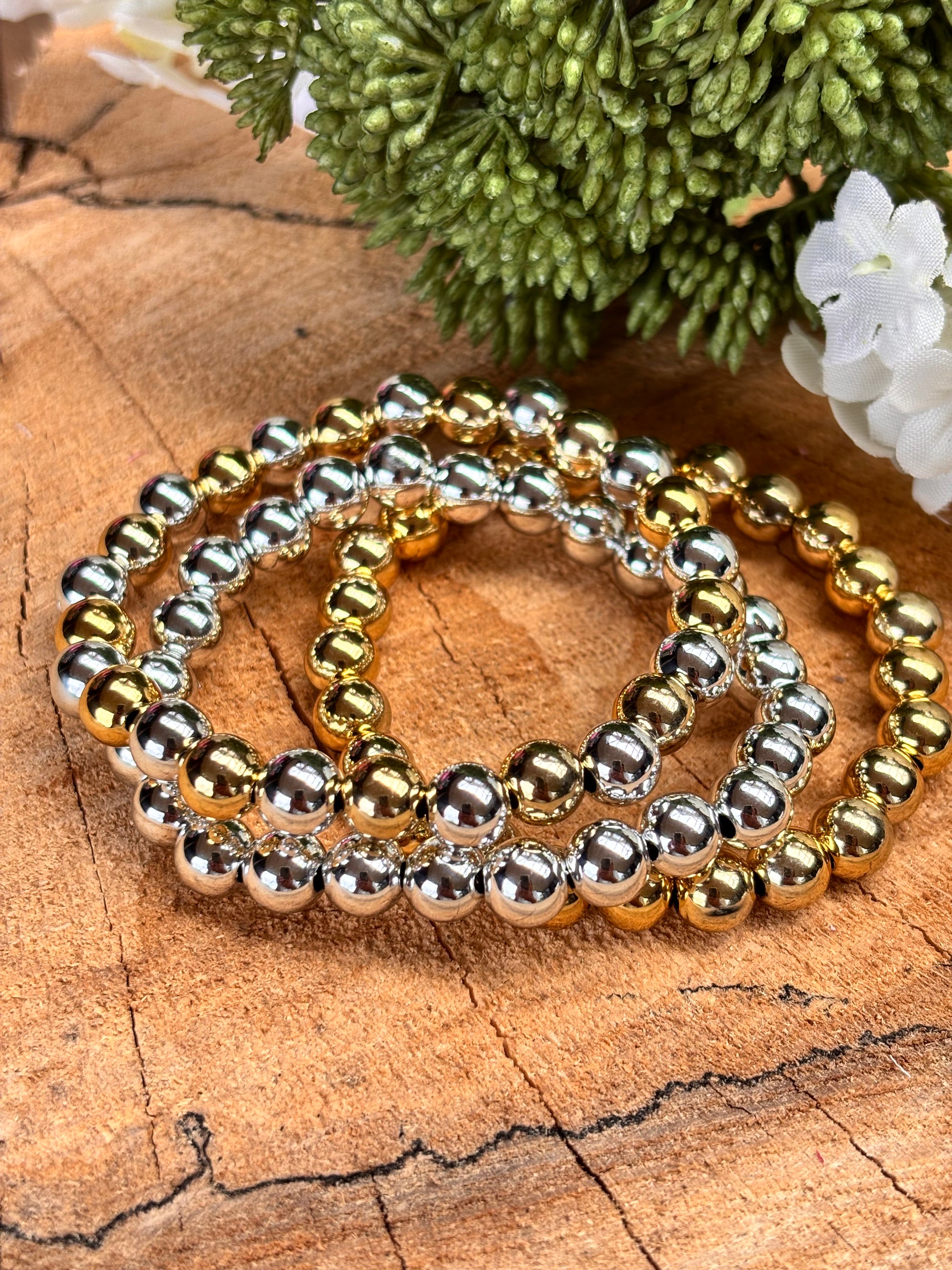 Acryl armband goud/zilver 6mm