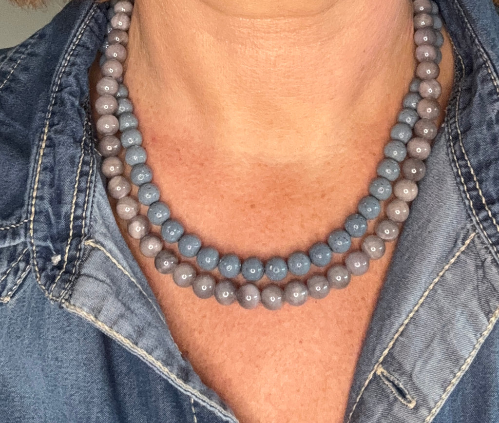 Korte ketting jeans blauw