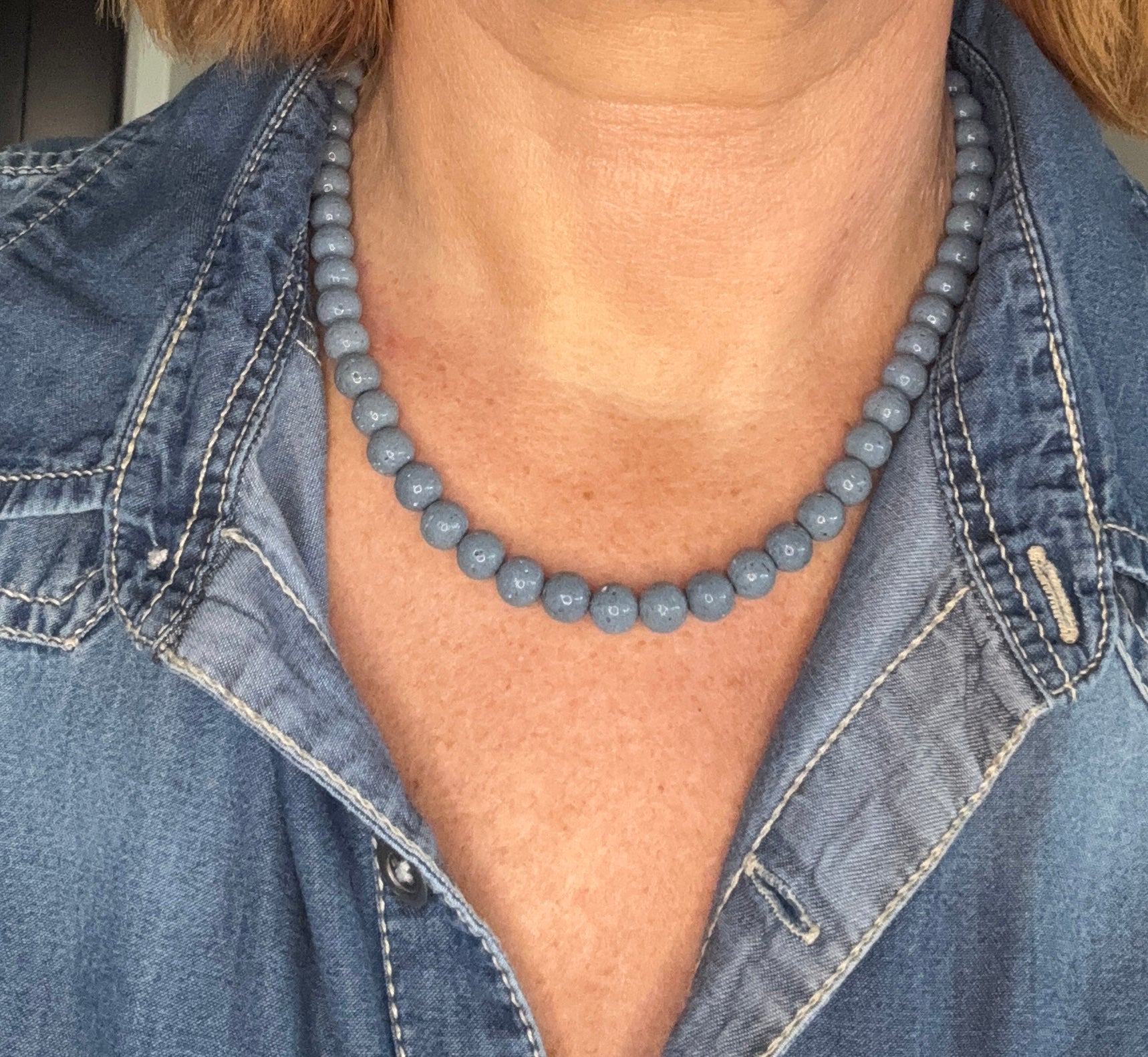 Korte ketting jeans blauw