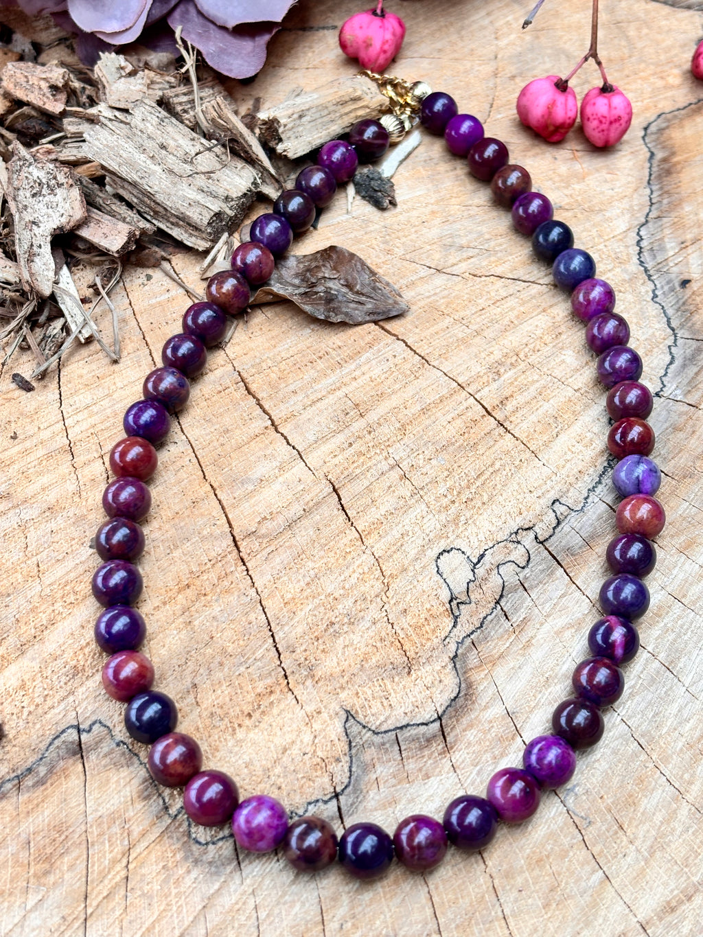 Trendy ketting purple red