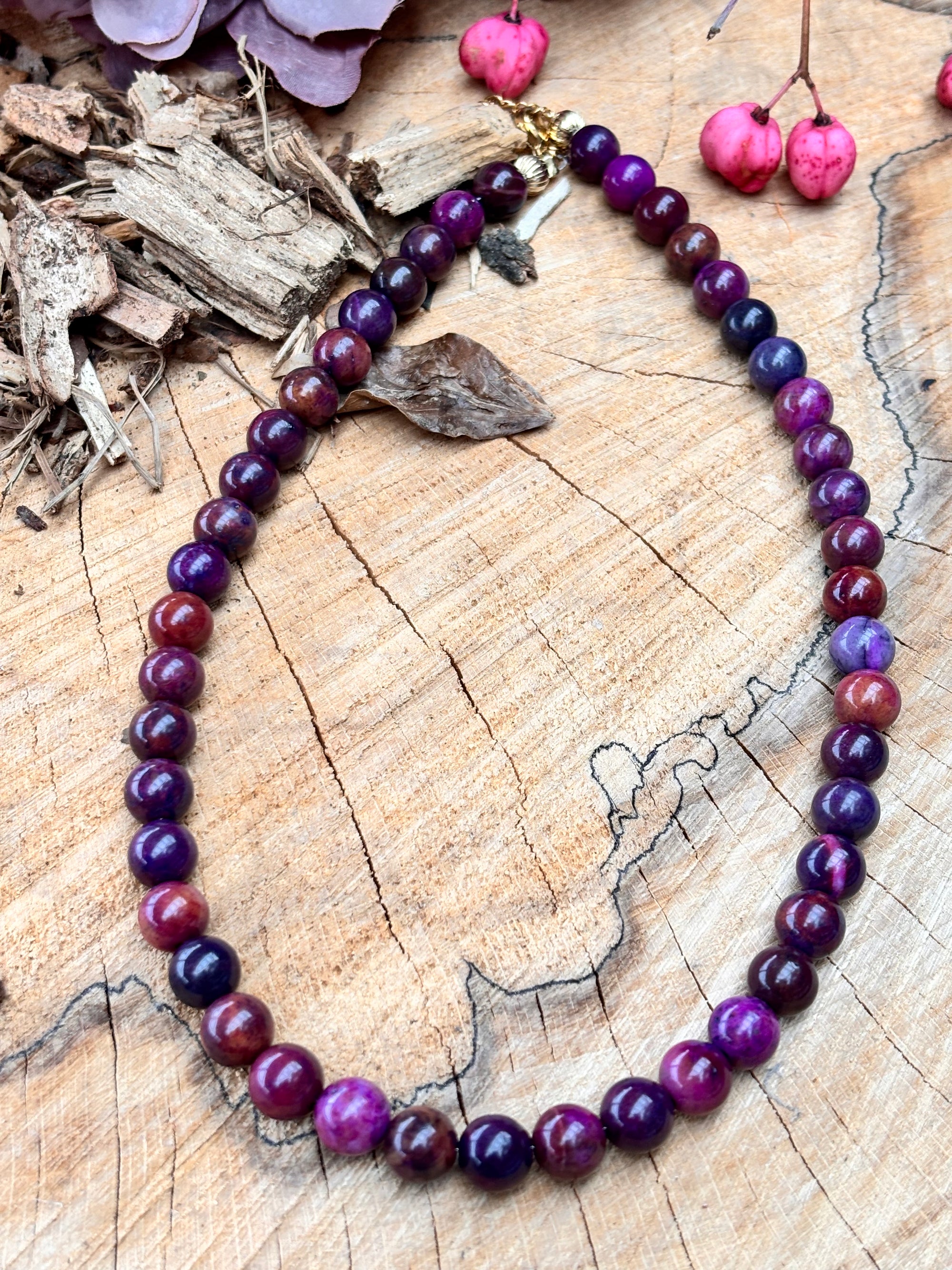Trendy ketting purple red