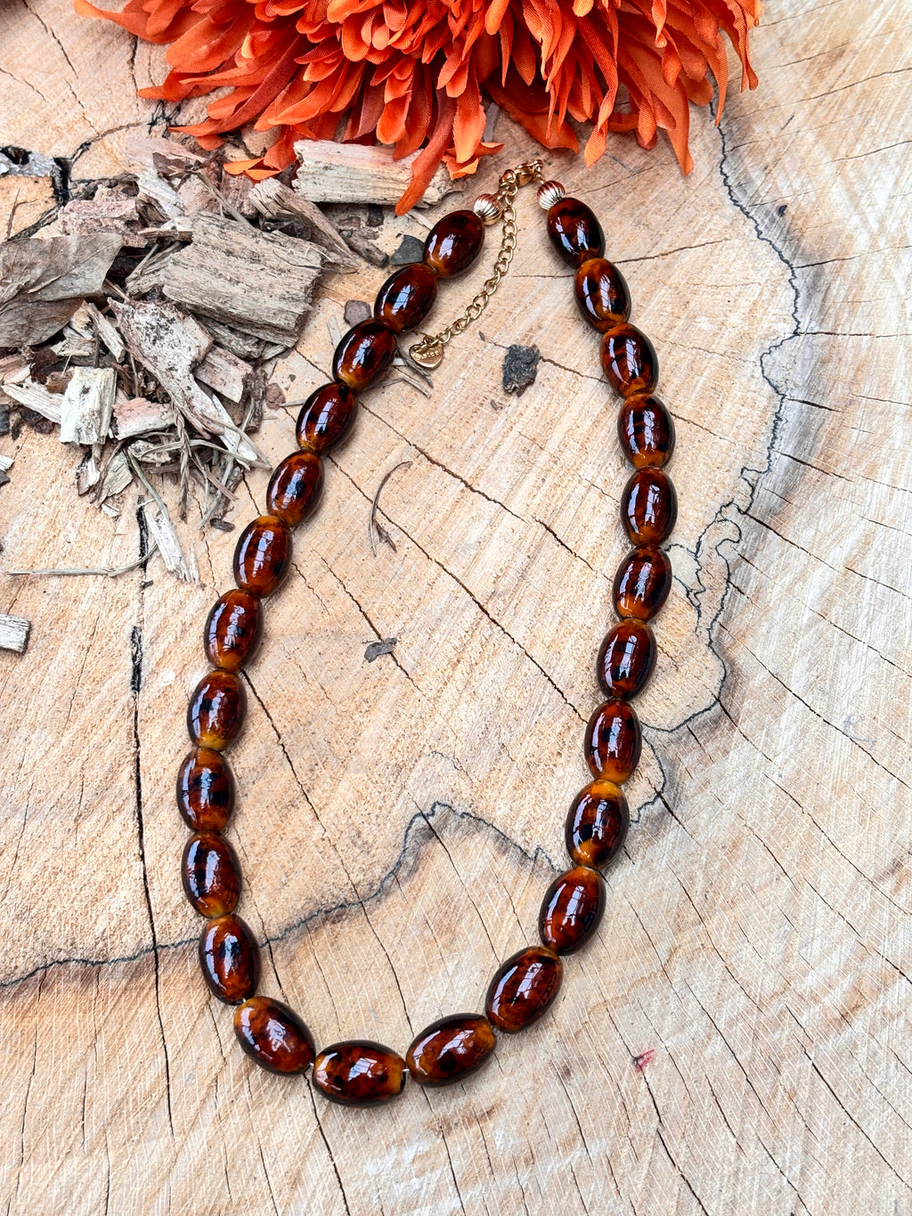 Trendy ketting amber ovaal