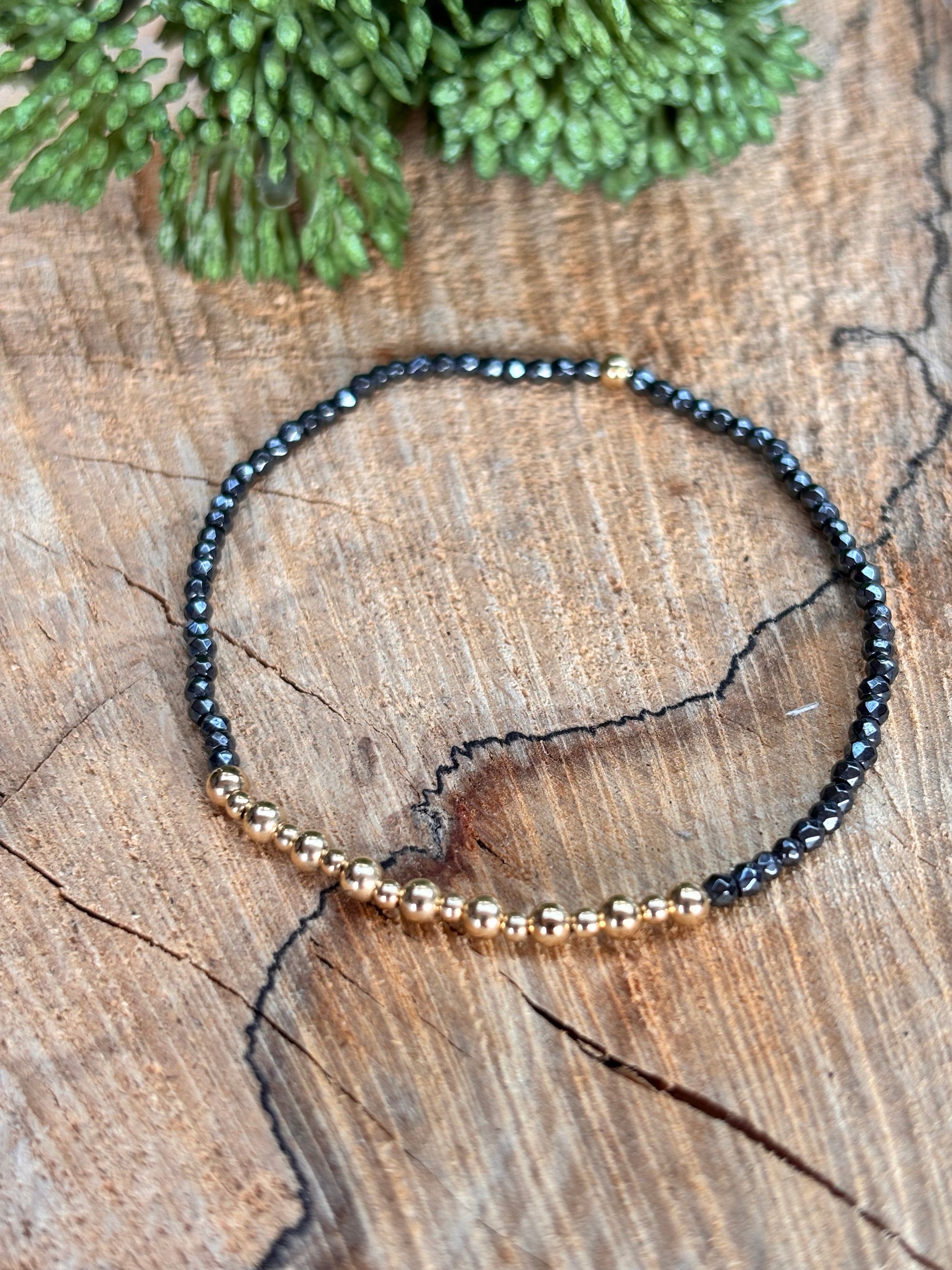 Gold filled/hematiet 14k armband