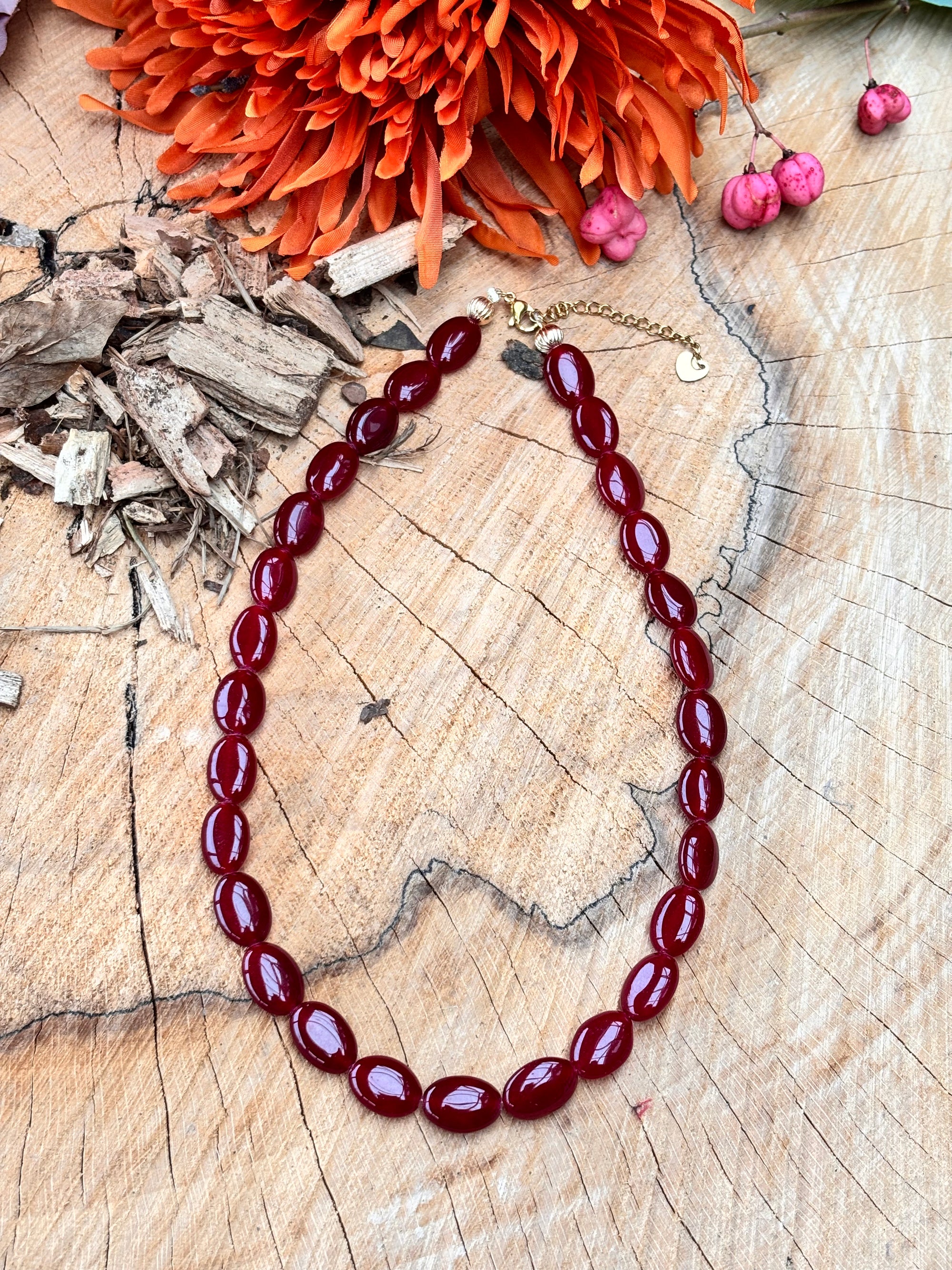 Trendy ketting burgundy