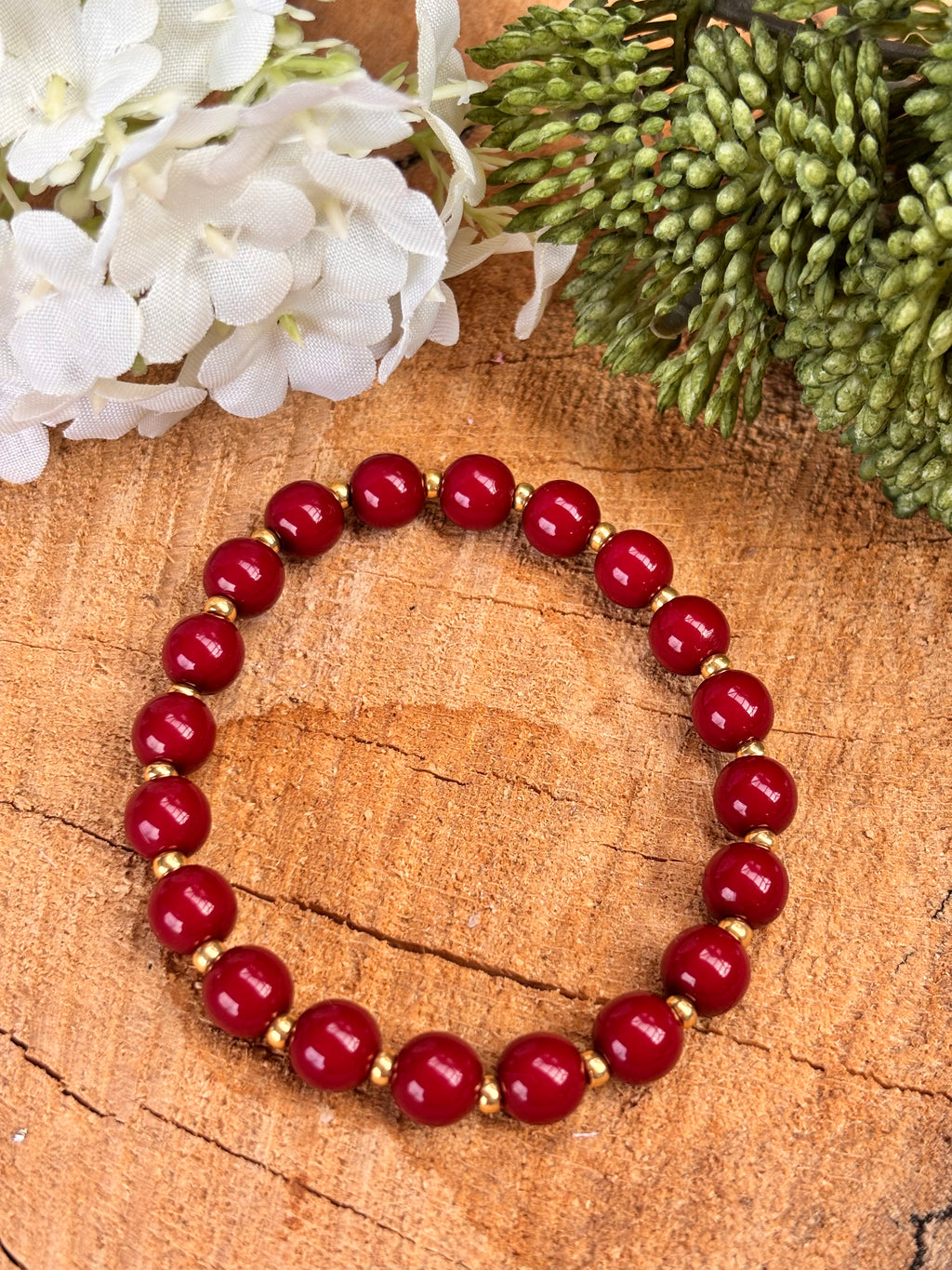 Acryl armband bordeaux/goud