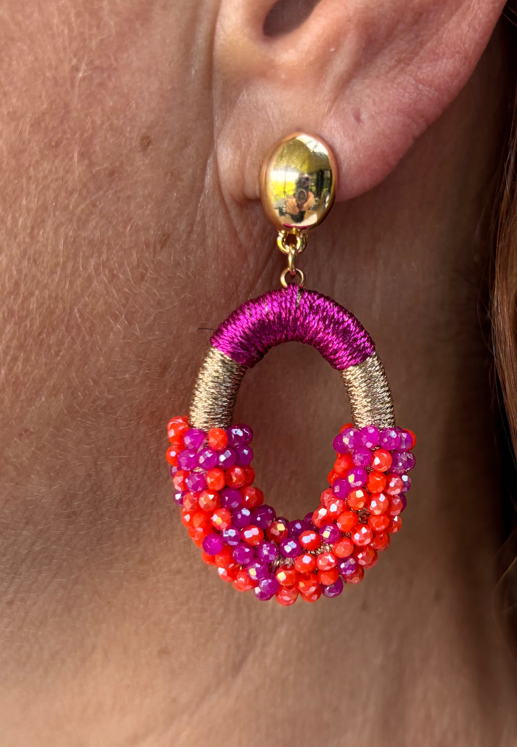 Satin drops oranje roze