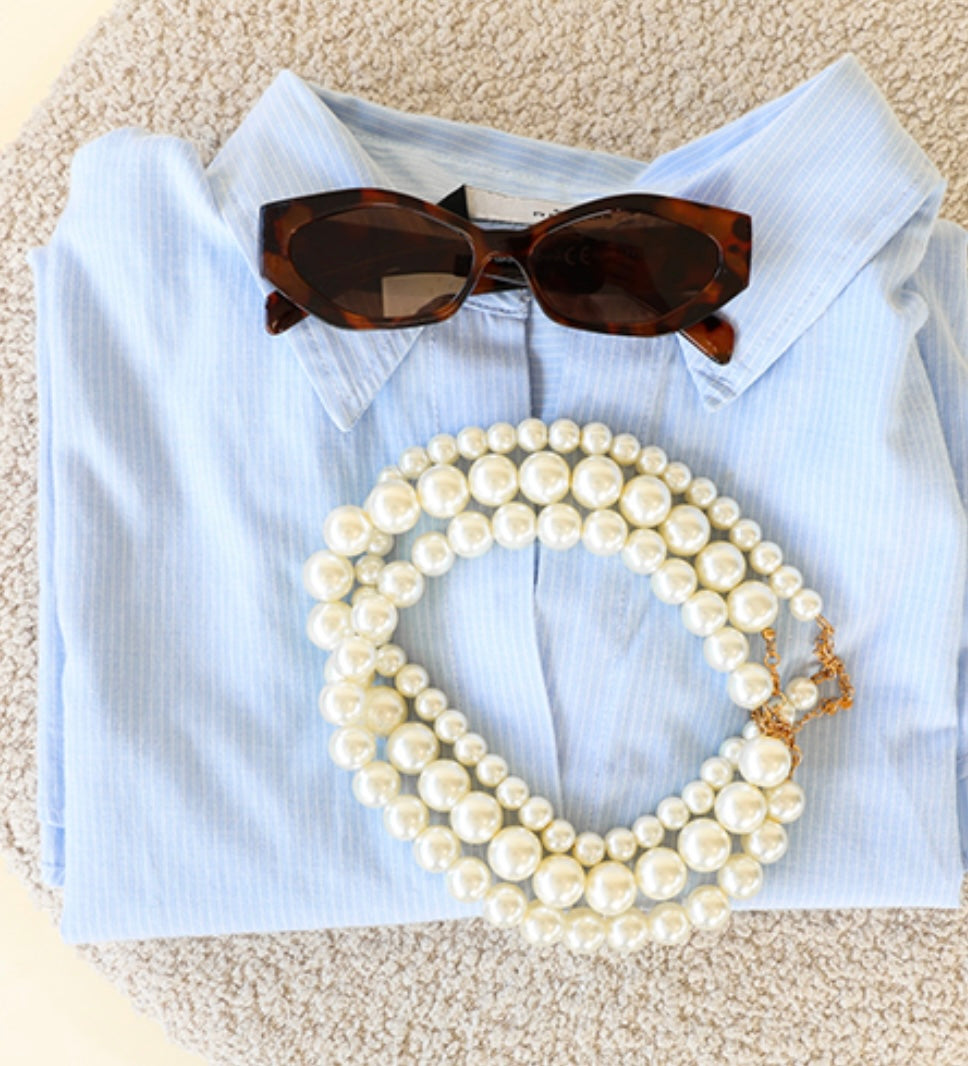 Kort parelsnoer met acryl goudkraal 14mm