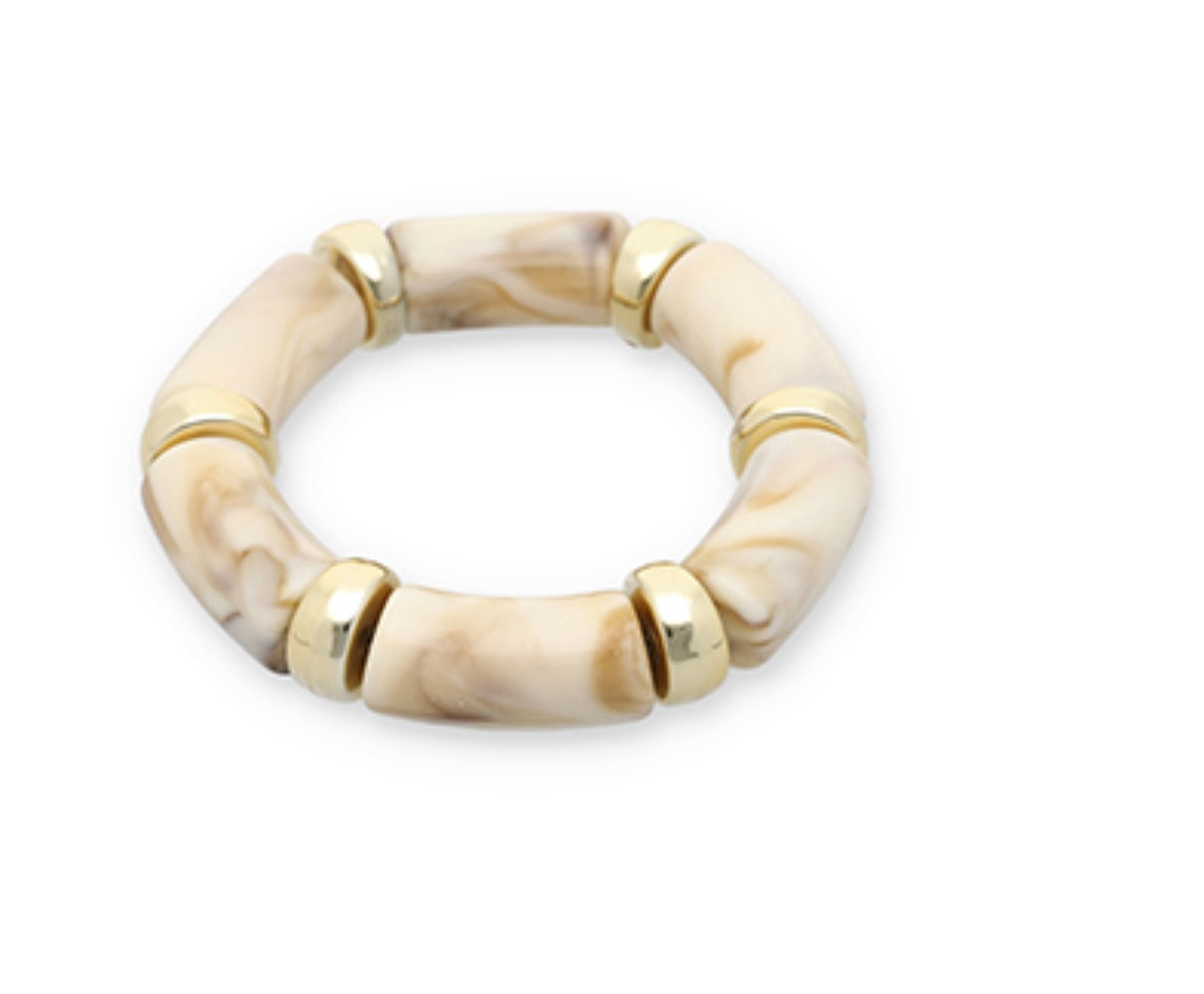Resin armband gold-offwhite beige