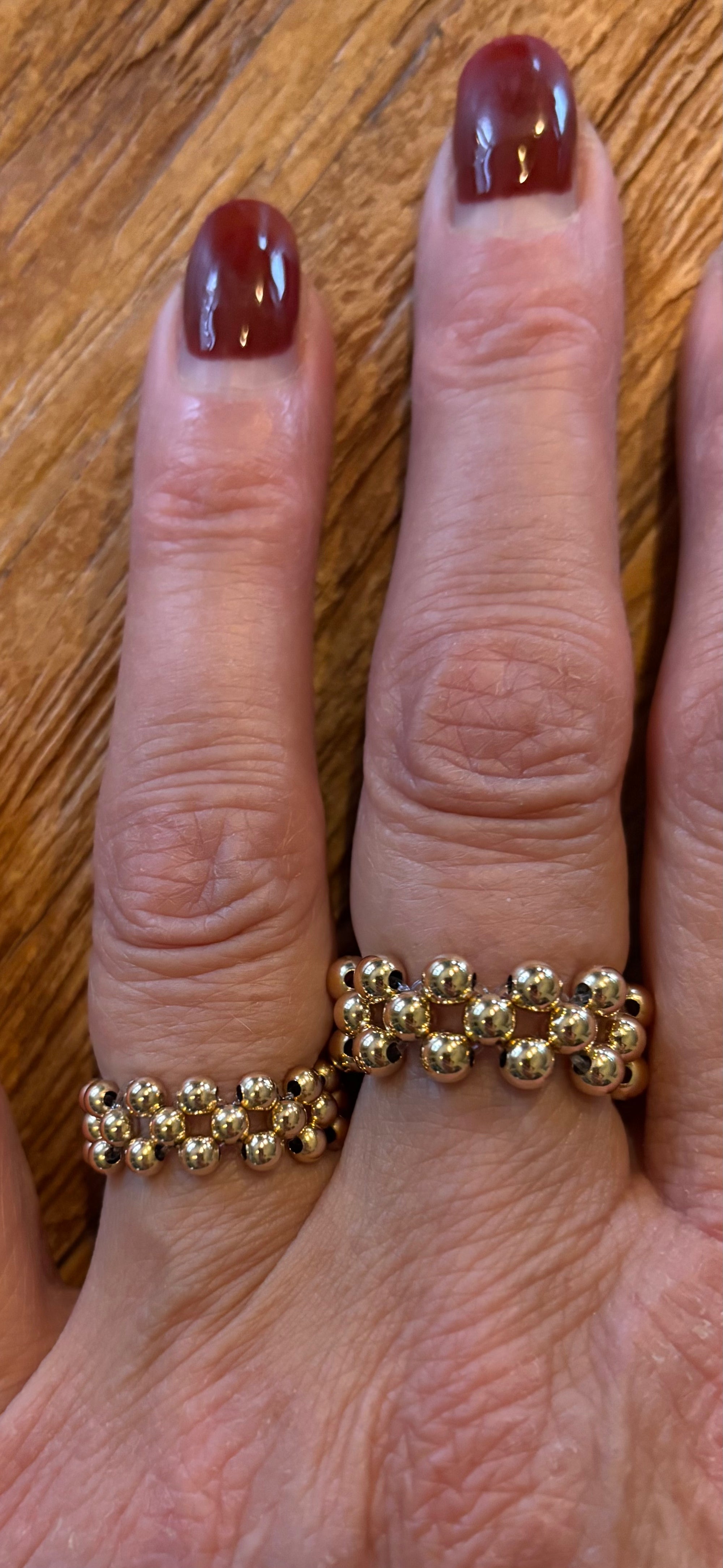 3rij stretch ring in 3mm kralen