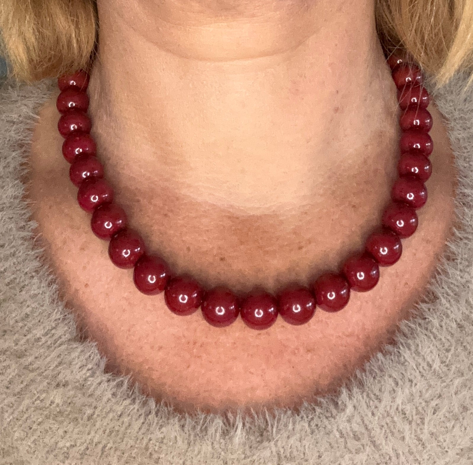 Trendy kralen ketting burgundy red
