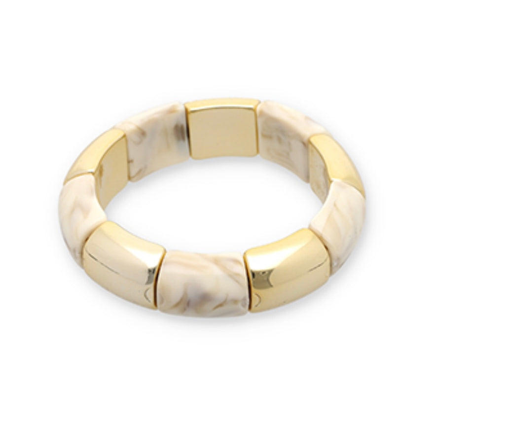 Resin armband gold-offwhite beige