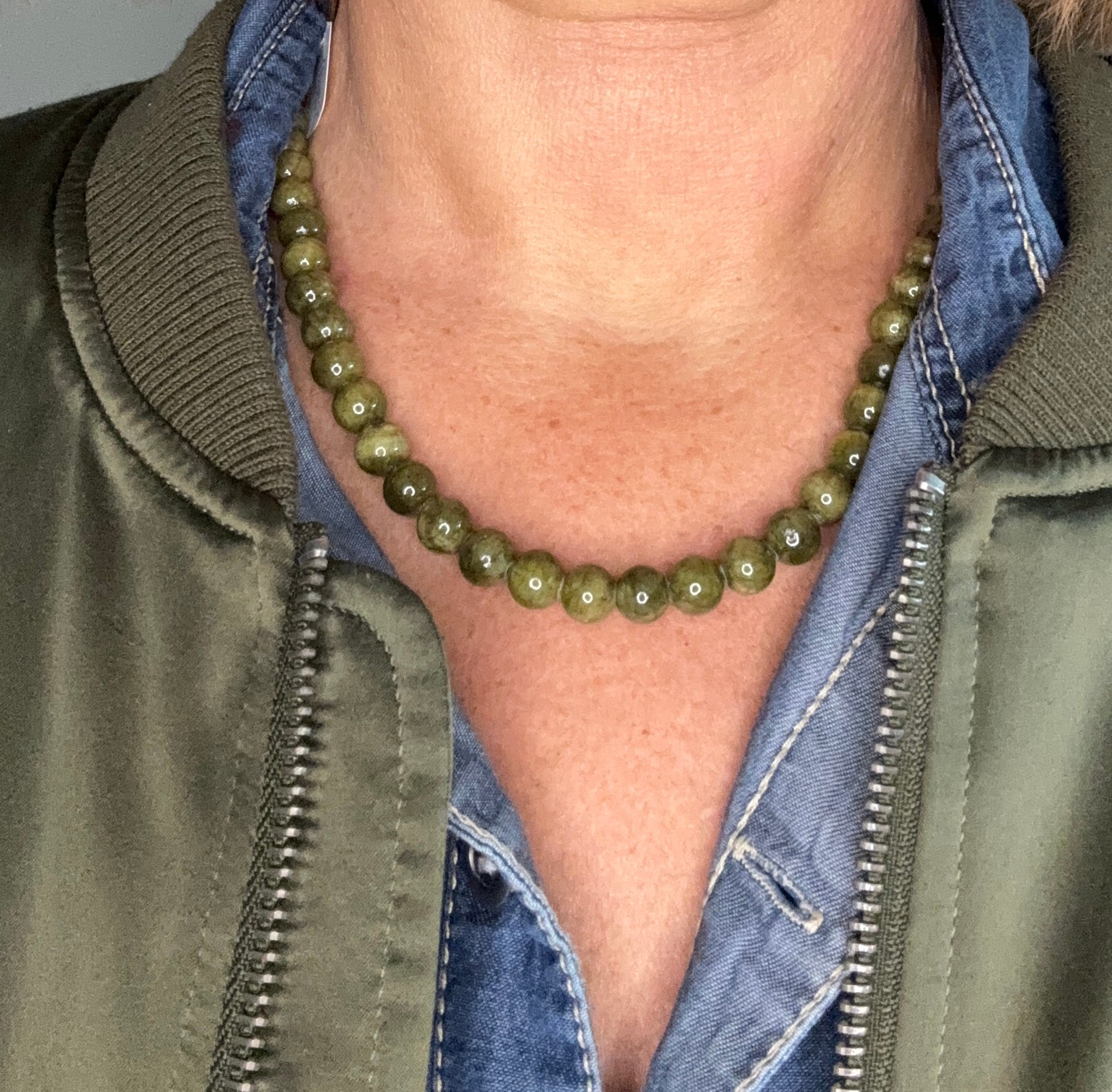 Korte ketting natuursteen groen