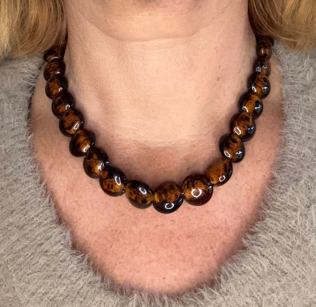 Trendy ketting amber rond