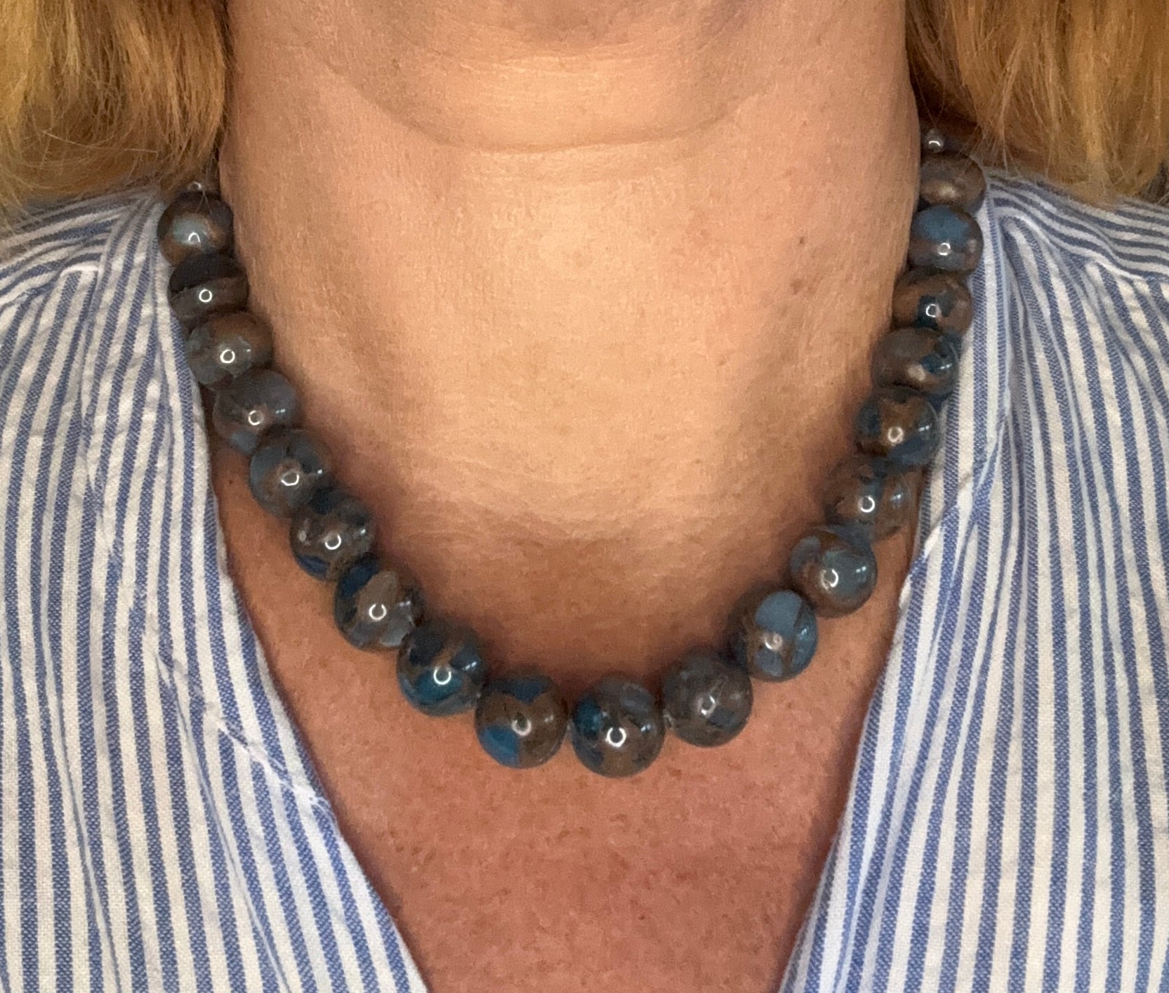 Trendy kralen ketting blue