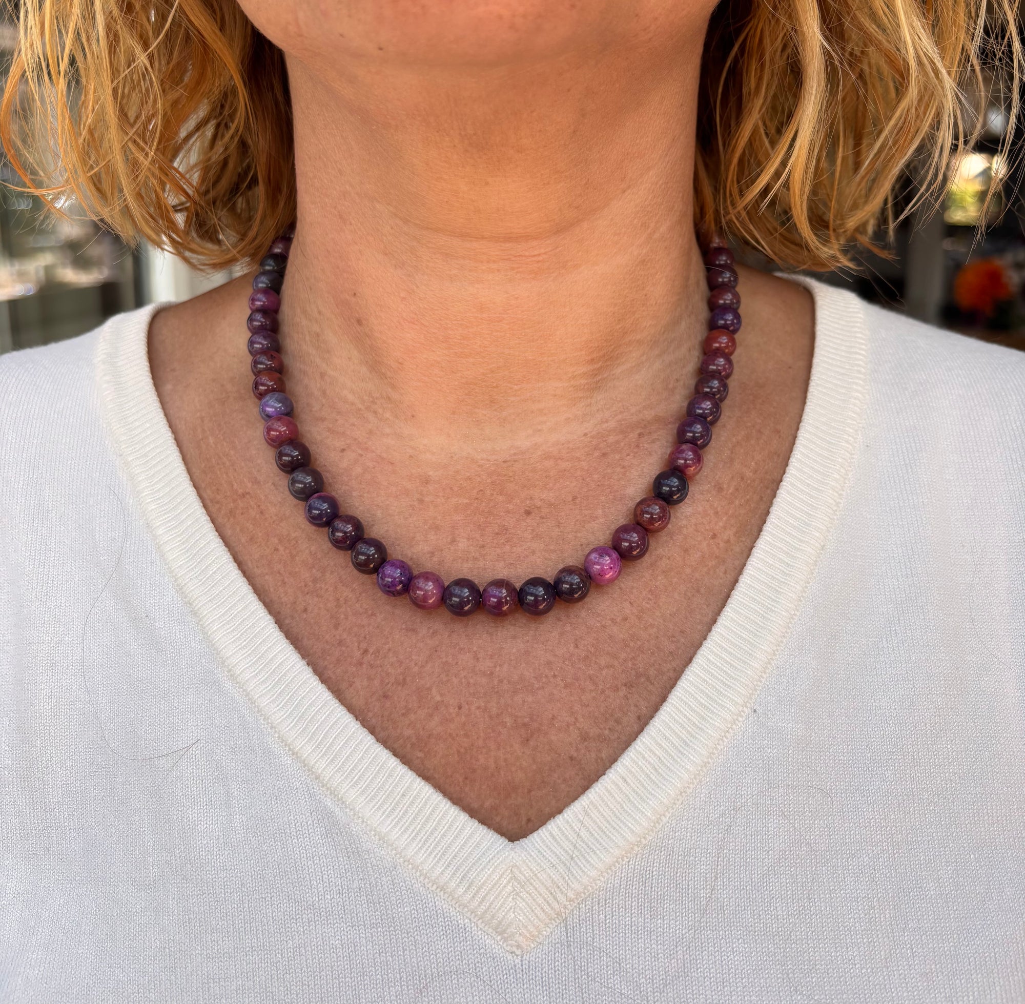 Trendy ketting purple red
