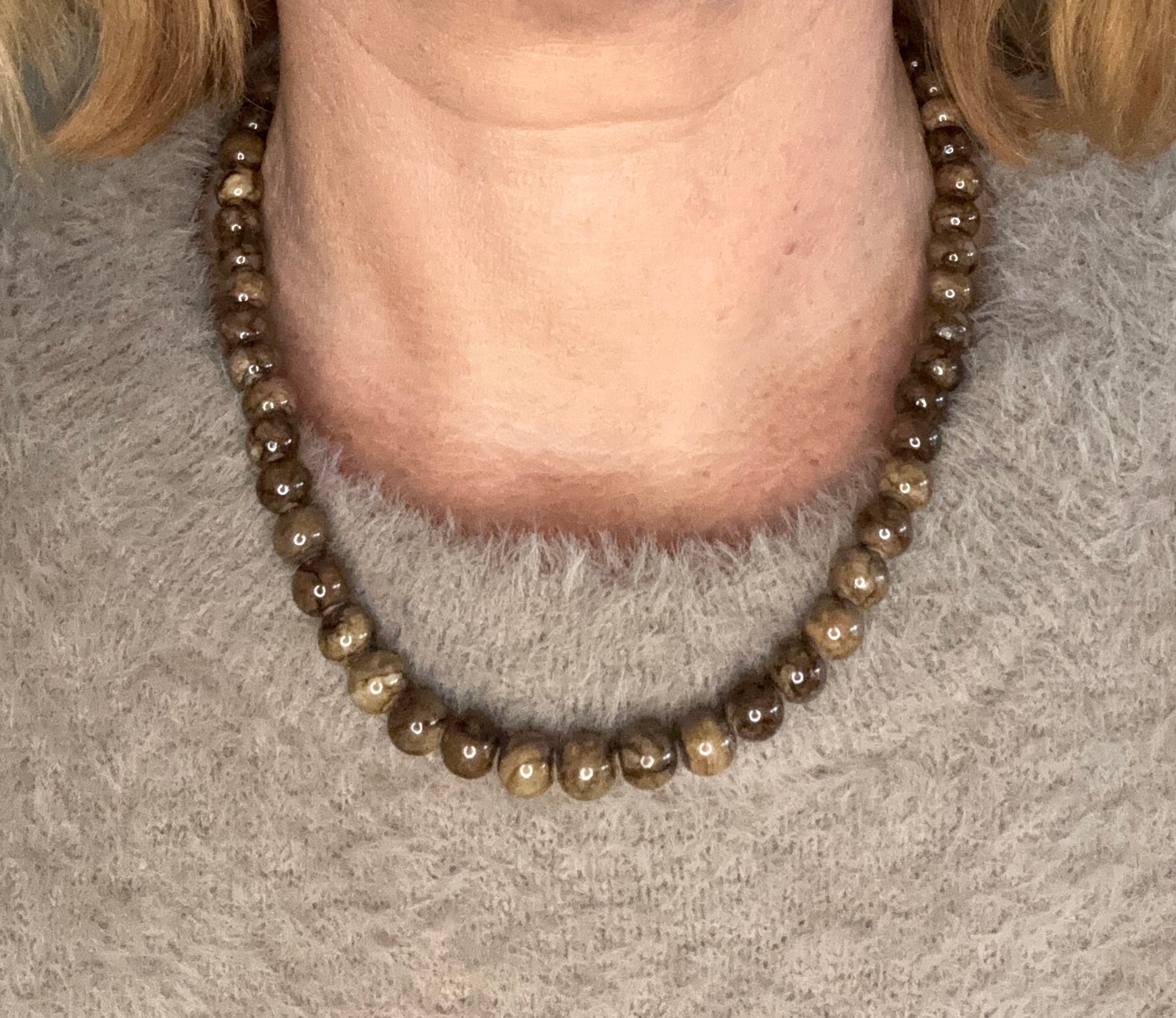 Trendy kralen ketting kaki