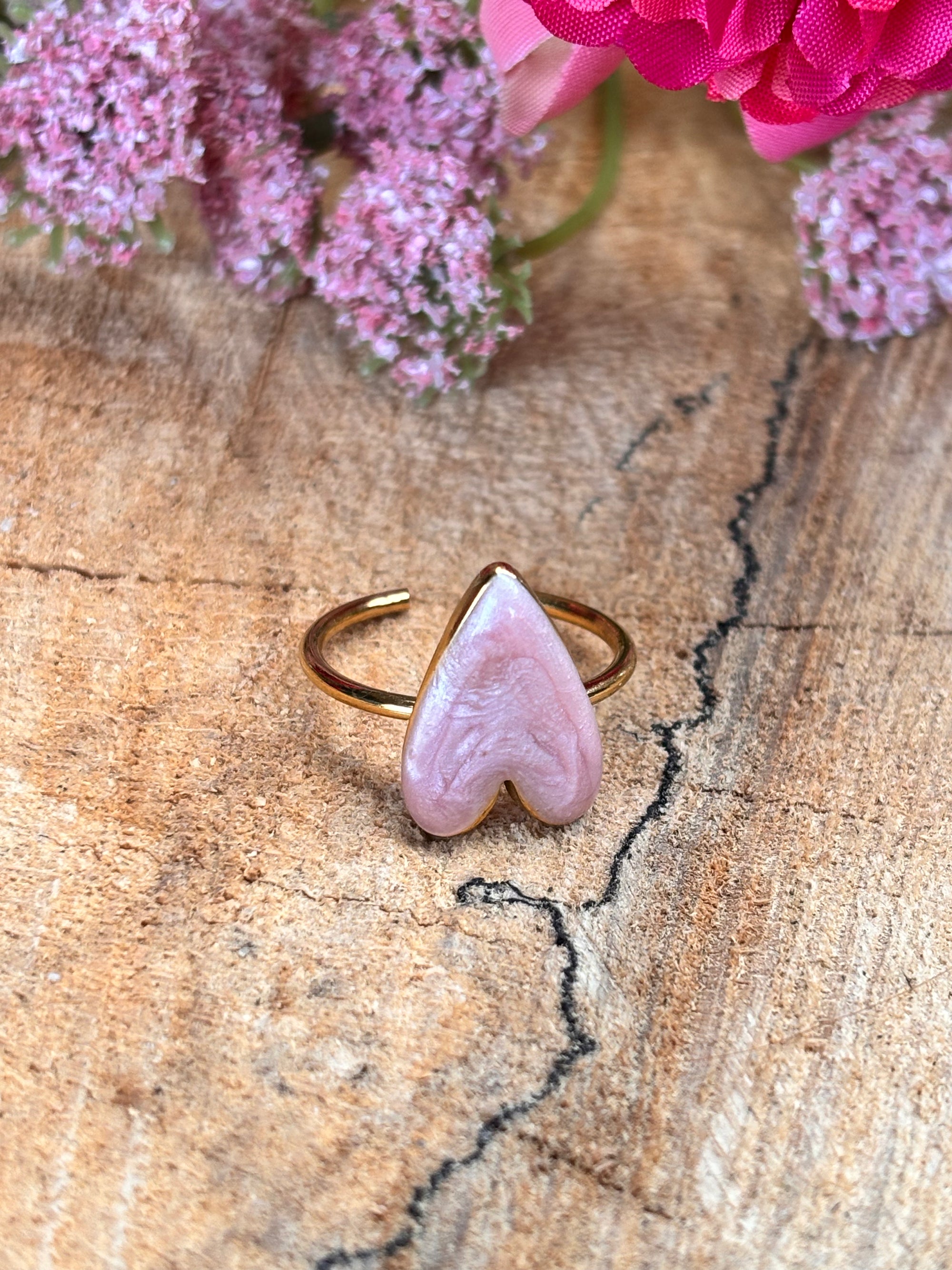 Ring hart roze