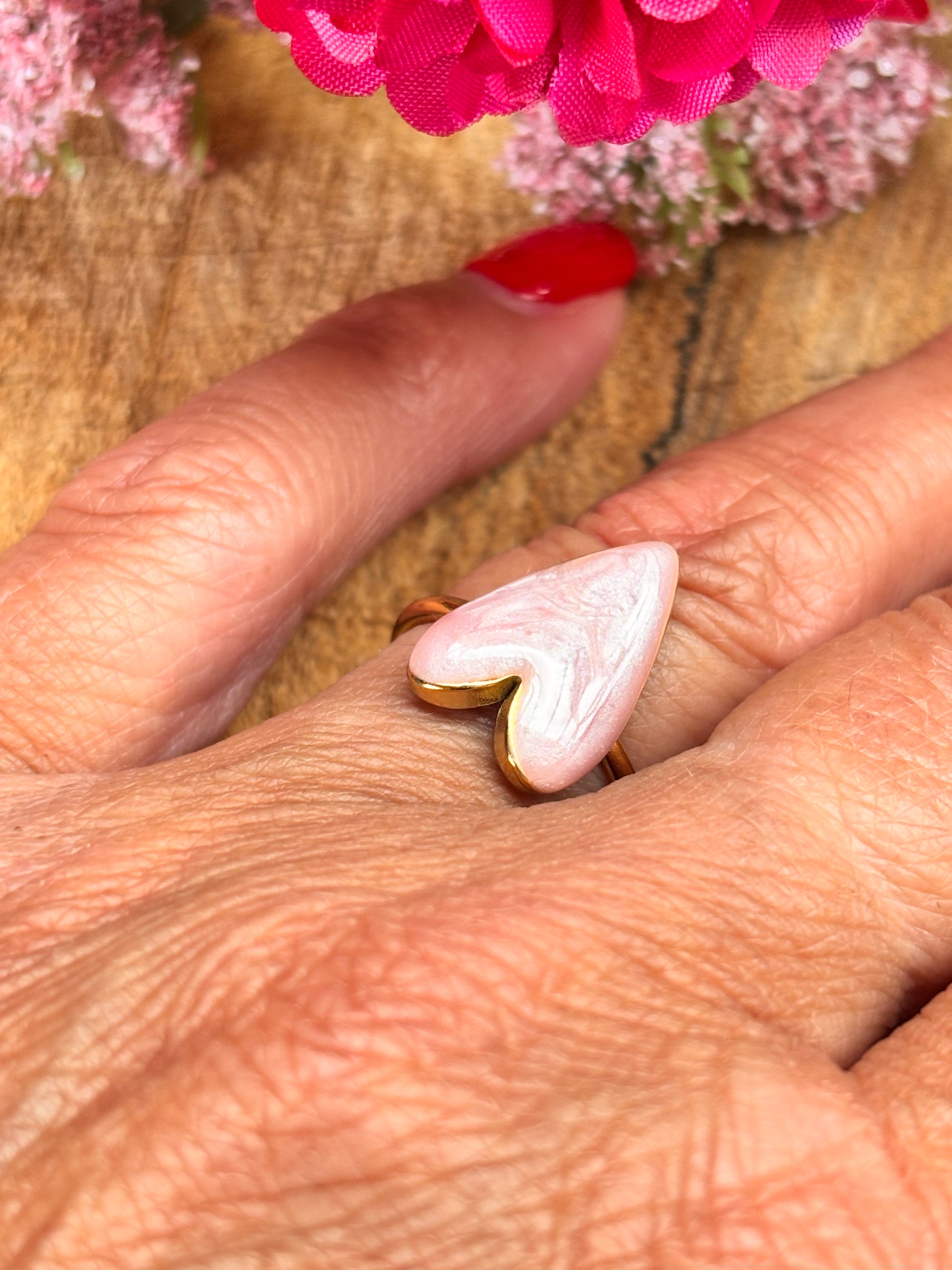 Ring hart roze