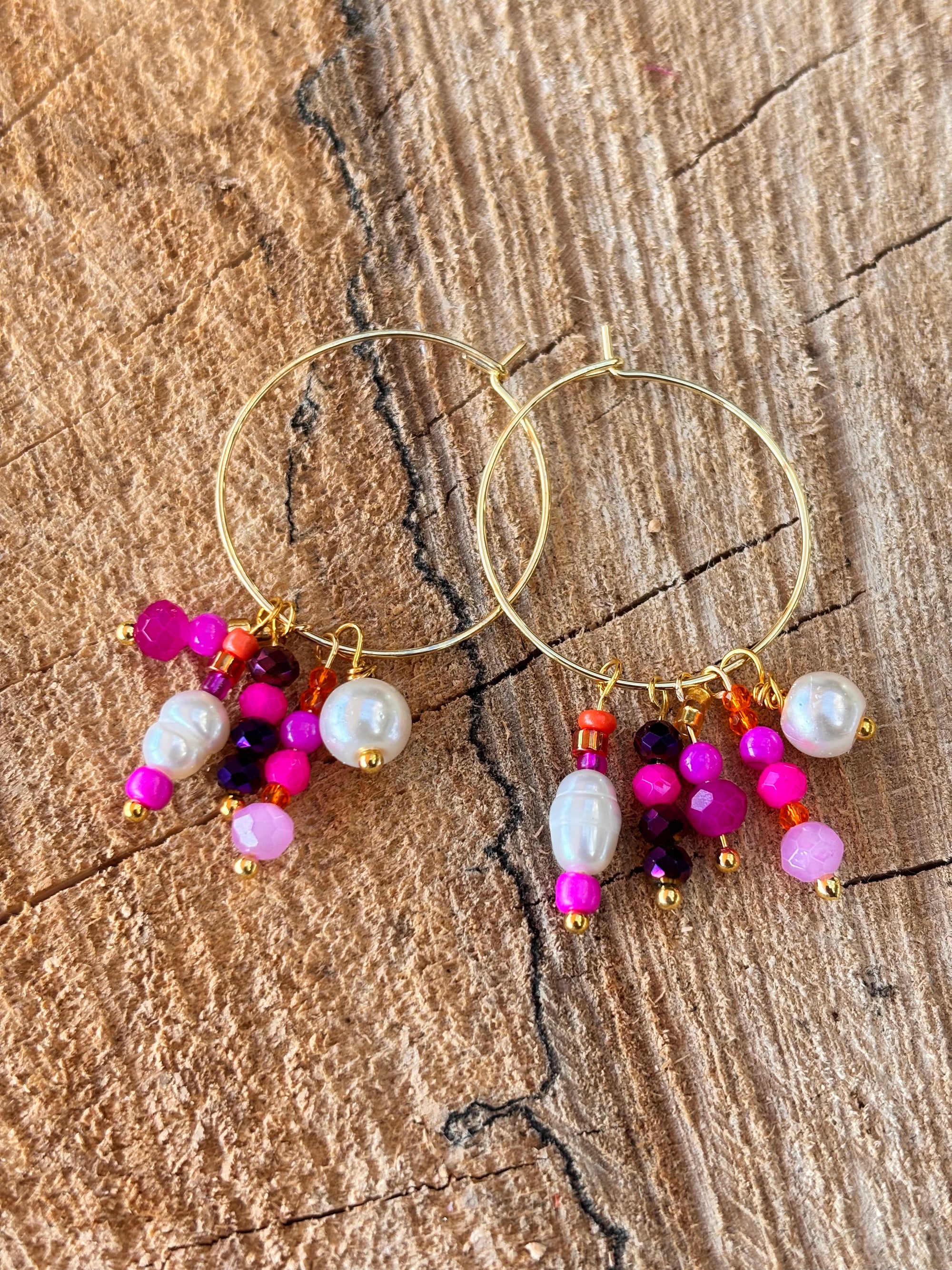 Oorbellen Jive roze/pearl