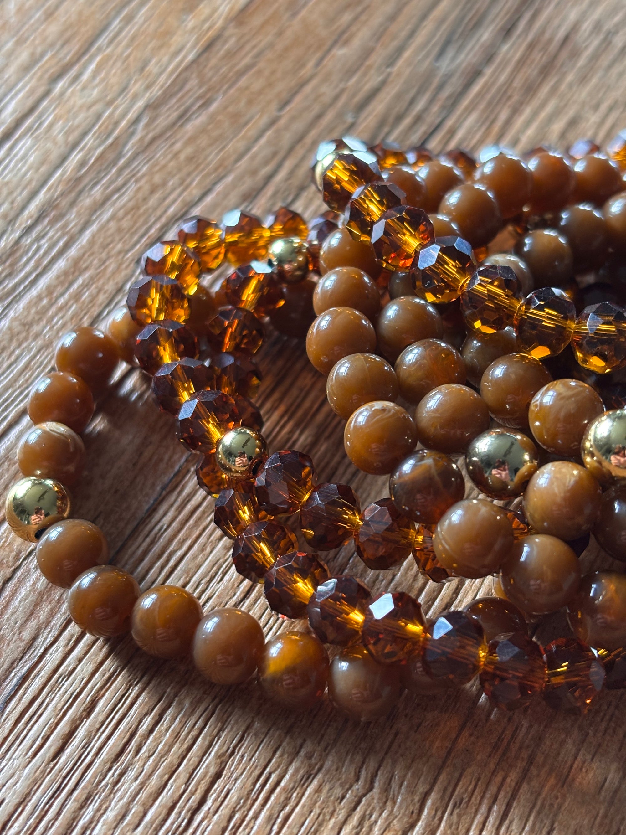 Armband 8mm facet bruin